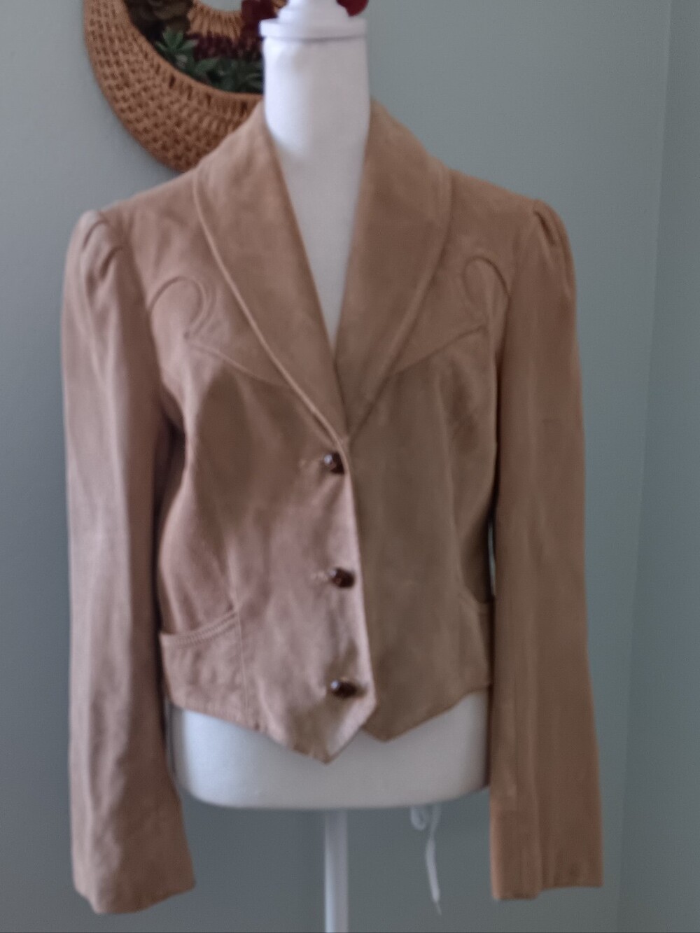 Vintage Ms. Pioneer Tan Suede Leather Jacket Western
